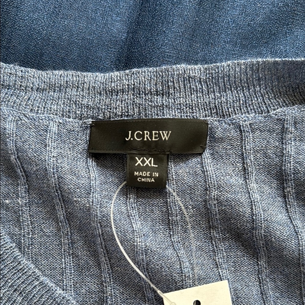 J. Crew Factory Dark Blue Ribbed Short Sleeve Top - Picture 3 of 3